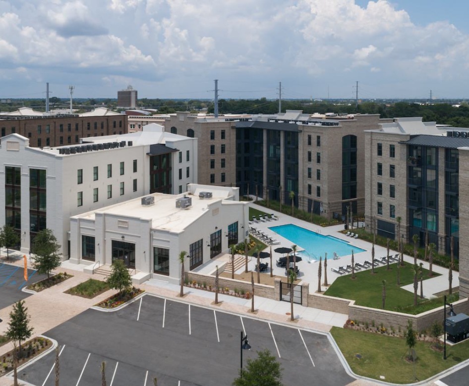 Aerial View of Foundry Point Apartments in Downtown Charleston, South Carolina