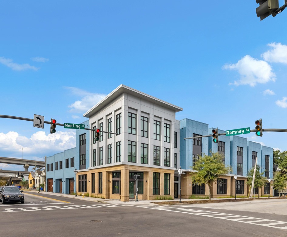 The Rumney building on corner lot